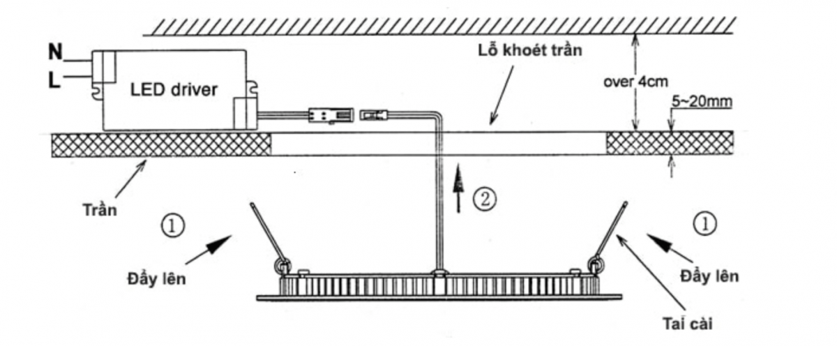 Hướng dẫn lắp đặt đèn led âm trần mpe