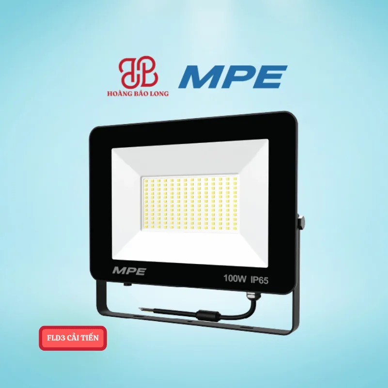 Đèn pha led 100W MPE FLD3-100 Đèn LED pha 100W MPE FLD3-100T công suất lớn, quang thông 12.000Lm, chiếu sáng diện rộng. Chuẩn IP65 chống nước tuyệt đối, chip LED SMD 2835 cao cấp. Bảo hành 2 năm.