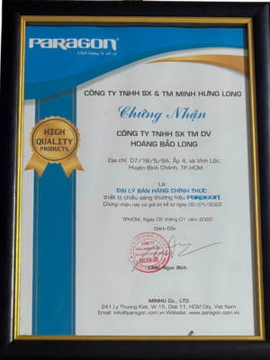 chứng nhận nhà phân phối đèn led paragon