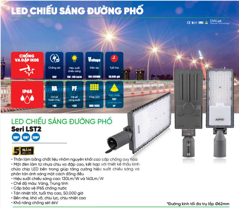 Đèn Đường MPE 100W LST2
