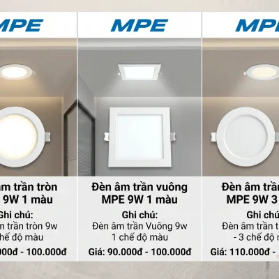 Giá đèn led âm trần mpe 9w mới nhất 2026
