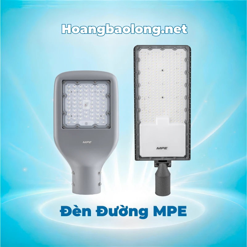 Đèn đường LED MPE dùng cho đường nội bộ, khu dân cư, nhà máy và công trình. Nhiều công suất lựa chọn, xem thông số kỹ thuật và báo giá.