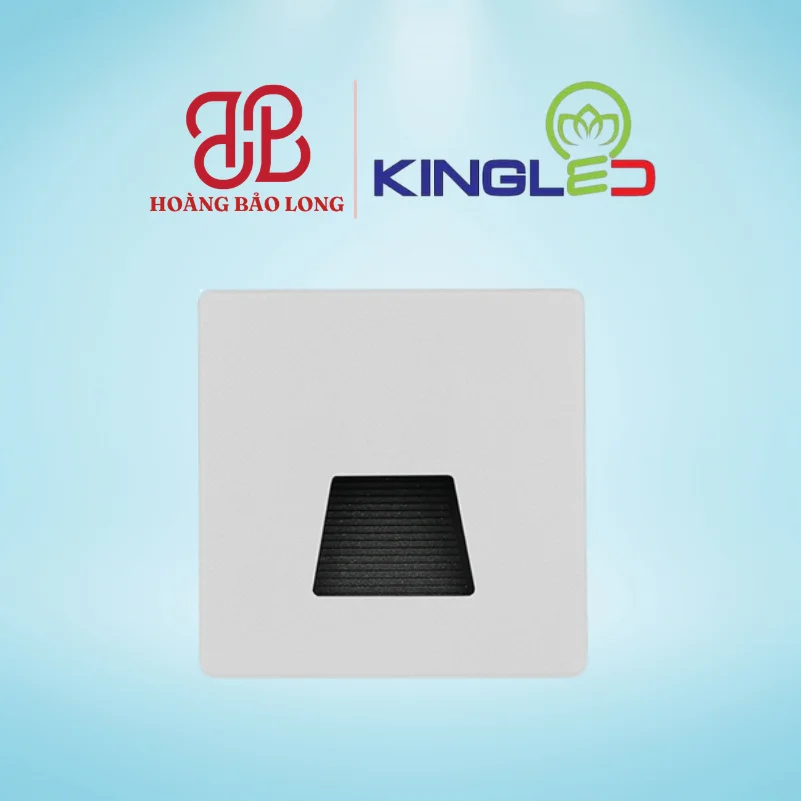 ĐÈN ÂM BẬC 3W AB-3-V-T KingLed Đèn LED âm bậc cầu thang AB-3-V-T Kingled 3W vỏ trắng, ánh sáng vàng ấm hắt chân tường dẫn lối ban đêm chống chói, lắp âm bậc lối đi thẩm mỹ.