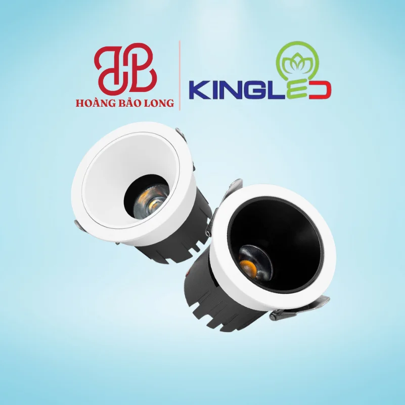 ĐÈN ÂM TRẦN RỌI AMETHYST 7W DLRA-7BR-T63-V/TT/T KingLed Đèn LED âm trần rọi Amethyst DLRA-7BR-T63-V/TT/T Kingled 7W mặt viền, chóa màu trắng/tím, lỗ khoét Ø56mm, góc chiếu linh hoạt, độ hoàn màu CRI>98.