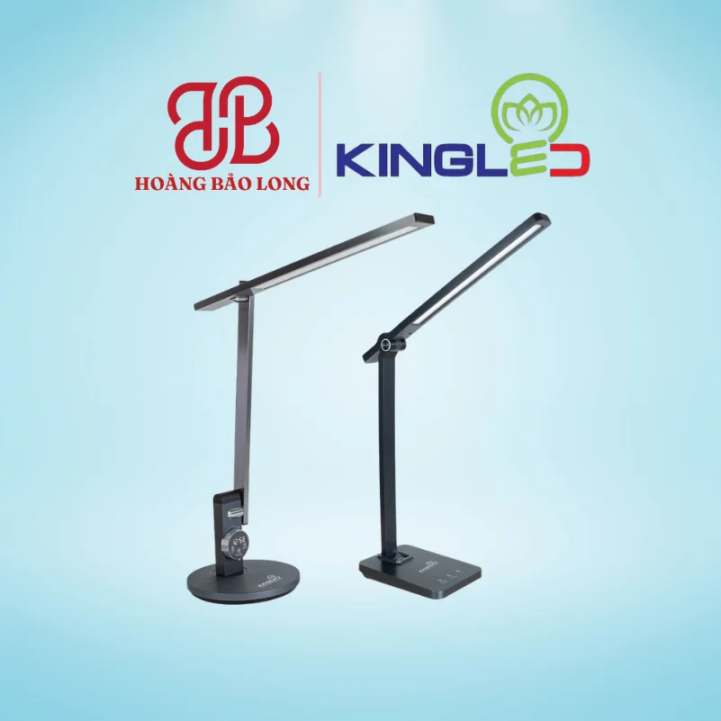 Đèn LED để bàn làm việc cao cấp DB-LX-12-DM Kingled 12W, thiết kế trục xoay gập đa góc độ, cảm ứng đổi màu ánh sáng chống lóa dịu mắt, độ hoàn màu cao.