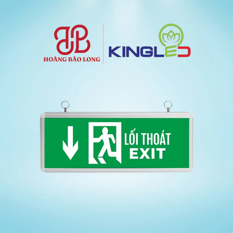 ĐÈN EXIT HỘP 3W EX-3-1M-X KingLed Đèn Exit chỉ dẫn thoát hiểm 1 mặt EX-3-1M-X Kingled công suất 3W mũi tên chỉ xuống hướng dẫn lối thoát hiểm cầu thang bộ, lưu điện 3 giờ.