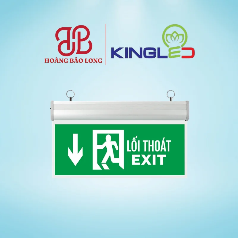 Đèn Exit Mica chỉ dẫn thoát hiểm 2 mặt EXM-3-2M-X Kingled 3W mũi tên chỉ xuống, treo trần thẩm mỹ cao, phù hợp chung cư, khách sạn, văn phòng.
