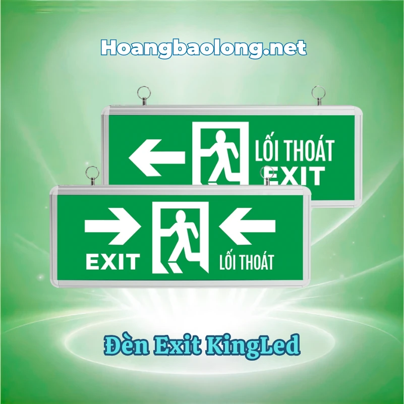 Đèn Exit thoát hiểm KingLed dùng chỉ dẫn lối thoát tại văn phòng, nhà xưởng, chung cư và công trình. Xem mẫu, thông số và giá bán.