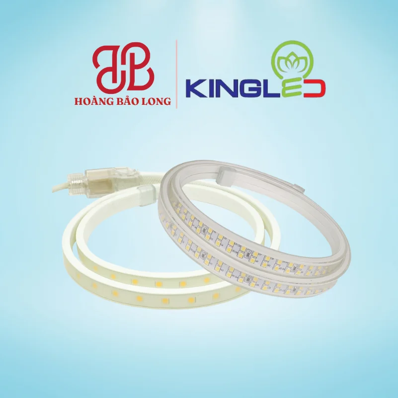 Đèn LED dây AC 220V LD-8-5050-V/T Kingled công suất 8W/m, chip LED 5050 bền bỉ, vỏ nhựa PVC chống nước IP65 hắt trần thạch cao, trang trí nhà cửa.