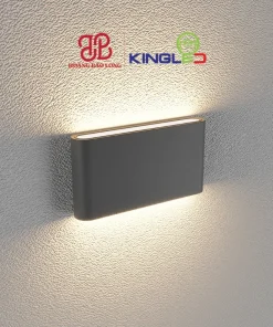 Đèn tường LED hắt 2 đầu LWA8011-M-BK Kingled vỏ đen size vừa, dáng chữ nhật ngang, hiệu ứng hắt sáng 2 chiều ấn tượng, chuẩn IP65.