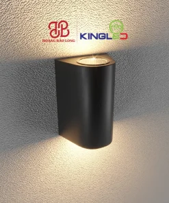 Đèn tường LED hắt 1 đầu LWA0148A-BK Kingled vỏ đen dáng bán nguyệt vát cong, ánh sáng vàng 3000K hắt tường dịu mắt, chuẩn chống nước IP65.