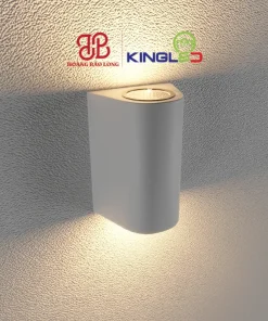 Đèn tường LED hắt 1 đầu LWA0148A-WH Kingled vỏ trắng dáng bán nguyệt vát cong, ánh sáng vàng 3000K ấm áp hắt tường, chuẩn chống nước IP65.