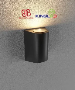 Đèn tường LED hắt 2 đầu LWA0148B-BK Kingled vỏ đen dáng bầu dục vát cong, tạo hiệu ứng vệt sáng 2 chiều trang trí cầu thang, ban công, chuẩn IP65.