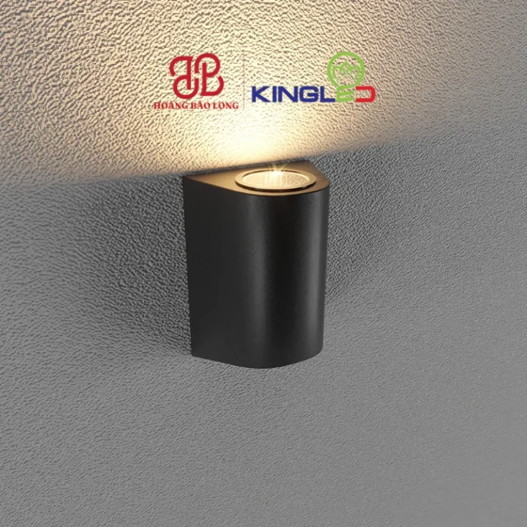 Đèn tường LED hắt 2 đầu LWA0148B-BK Kingled vỏ đen dáng bầu dục vát cong, tạo hiệu ứng vệt sáng 2 chiều trang trí cầu thang, ban công, chuẩn IP65.