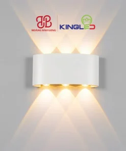Đèn tường LED trang trí LWA8031-WH Kingled vỏ trắng hắt 6 tia sáng nghệ thuật (3 tia trên, 3 tia dưới), thân nhôm đúc chống nước ngoài trời IP65.