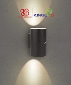 Đèn tường LED trụ tròn hắt 2 đầu LWA0047B-BK Kingled vỏ đen, thiết kế rãnh khớp hiện đại, chiếu sáng trang trí nội ngoại thất cao cấp, IP65.