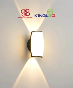 Đèn tường LED trang trí mặt vòm cong LWA0262-V/T-D Kingled vỏ đen, ánh sáng tỏa đều mặt trước kết hợp hắt 2 đầu, chuẩn chống nước IP65.