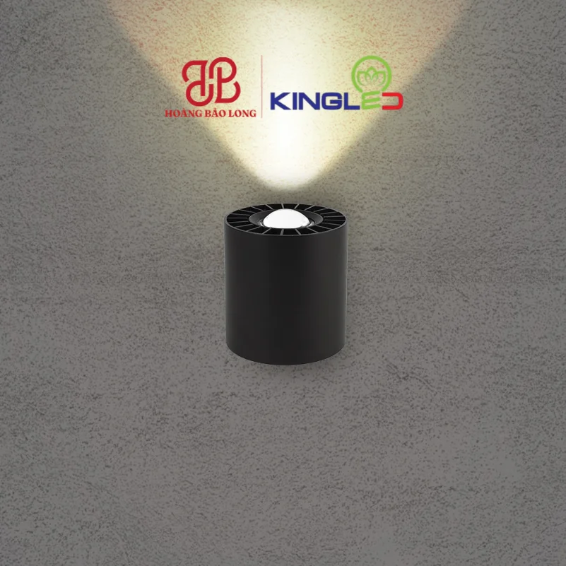Đèn led gắn tường ngoài trời 10W LWA121 KingLed Đèn tường LED hình trụ tròn LWA121 Kingled chiếu rọi 1 đầu chùm tia sắc nét, nhỏ gọn lắp đặt trang trí lối đi, cầu thang, chống nước IP65.
