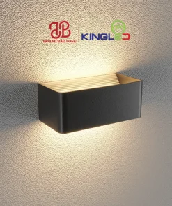 Đèn tường LED hắt 2 đầu LWA9011-2-BK Kingled vỏ đen dáng chữ nhật dài, chiếu sáng trang trí cầu thang, ban công, phòng khách hiện đại.
