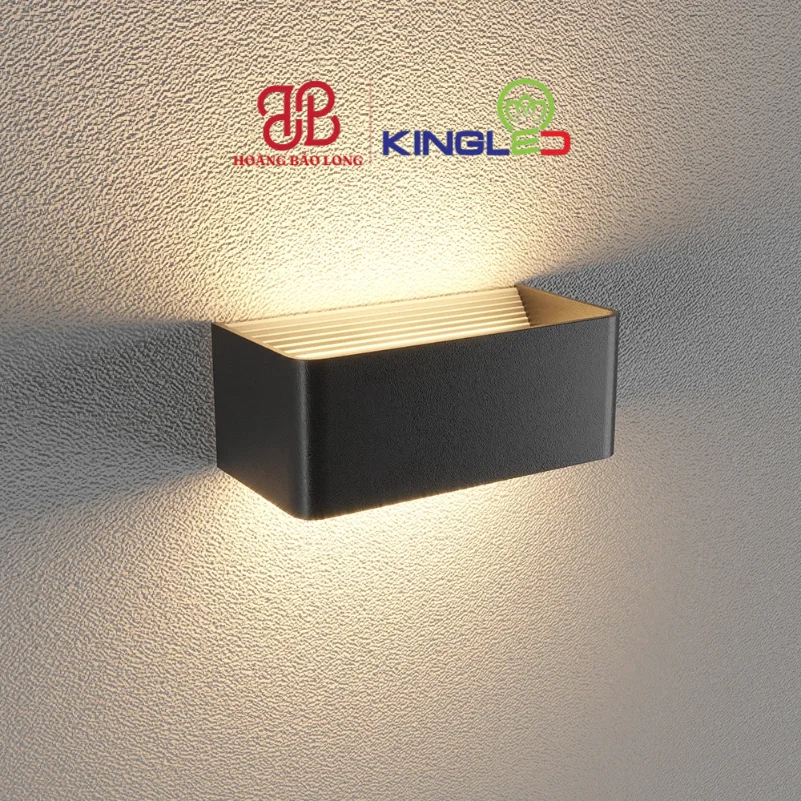 ĐÈN LED GẮN TƯỜNG TRONG NHÀ LWA9011-2-BK 5W KingLed Đèn tường LED hắt 2 đầu LWA9011-2-BK Kingled vỏ đen dáng chữ nhật dài, chiếu sáng trang trí cầu thang, ban công, phòng khách hiện đại.