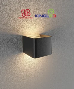 Đèn tường LED hắt 2 đầu LWA901A-BK Kingled vỏ đen, thiết kế lập phương có cánh chỉnh góc vệt sáng linh hoạt, chống nước IP65 trang trí nội ngoại thất.