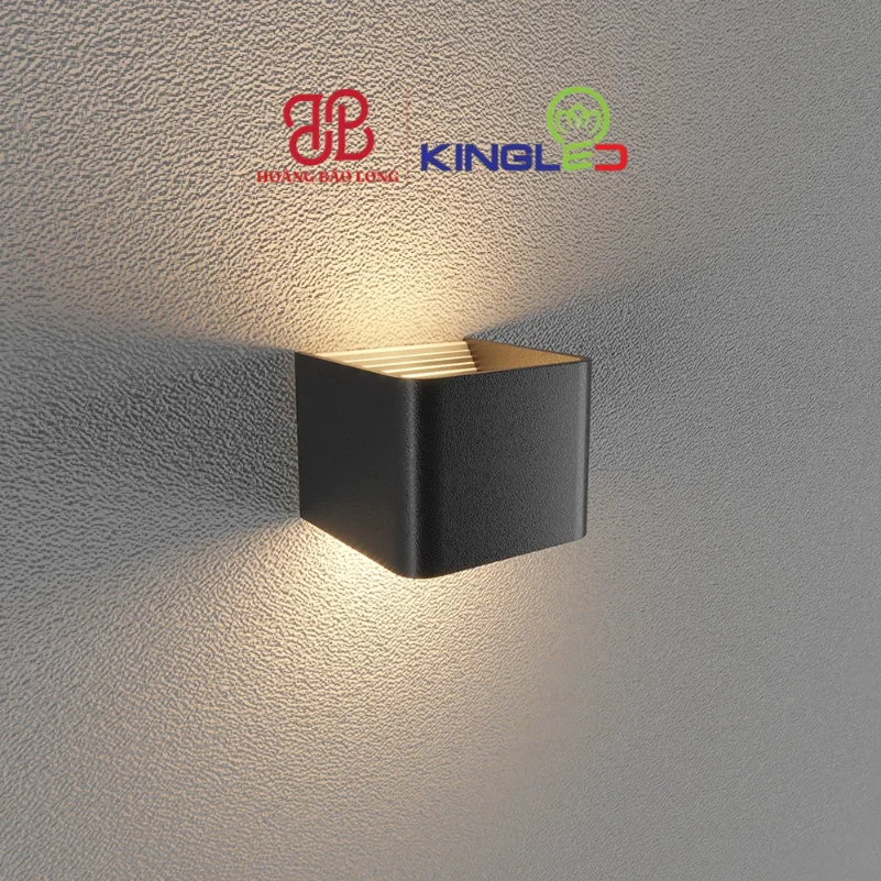 ĐÈN LED GẮN TƯỜNG TRONG NHÀ LWA901A-BK 5W KingLed Đèn tường LED hắt 2 đầu LWA901A-BK Kingled vỏ đen, thiết kế lập phương có cánh chỉnh góc vệt sáng linh hoạt, chống nước IP65 trang trí nội ngoại thất.