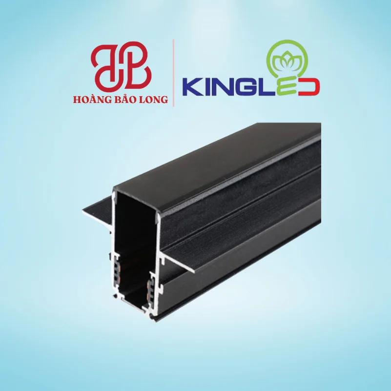 Thanh Ray Lắp Âm RNC-RAYA-1-D KingLed (Phụ Kiện Đèn Ray Nam Châm) Thanh ray nam châm lắp âm trần RNC-RAYA-1-D Kingled dài 1m màu đen, chất liệu nhôm định hình cao cấp dẫn điện DC 48V, lắp âm trần thạch cao phẳng đẹp.