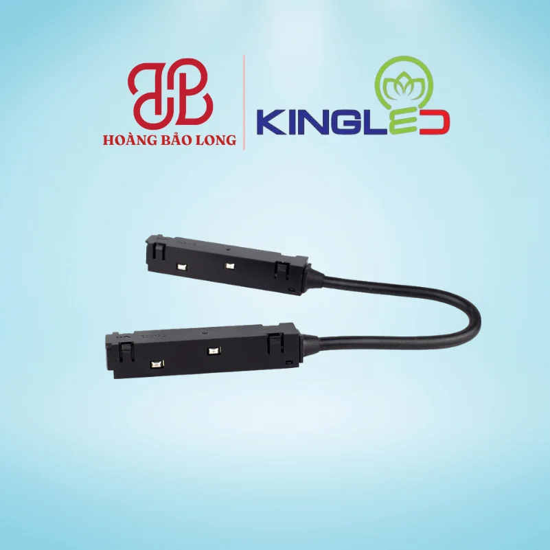 Khớp Nối RNC Góc Mềm RNC-KNG-M-D KingLed (Phụ Kiện Đèn Ray Nam Châm) Khớp nối góc vuông dẫn điện RNC-KNG-M-D Kingled màu đen, phụ kiện truyền dẫn nguồn DC 48V tại vị trí góc vuông chữ L của hệ thanh ray.