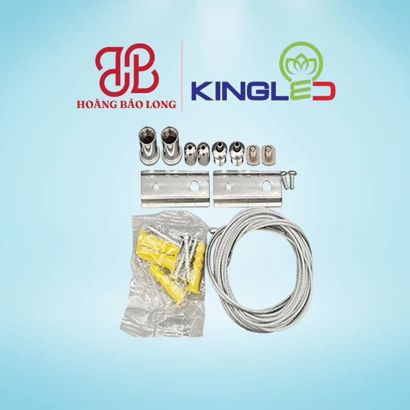 Cáp Thả Thanh Ray Nổi RNC-CT KingLed (Phụ Kiện Đèn Ray Nam Châm) Bộ dây cáp treo thả trần chuyên dụng RNC-CT Kingled bằng inox chắc chắn, hỗ trợ thi công treo thả hệ thanh ray nam châm nổi từ trần cao.