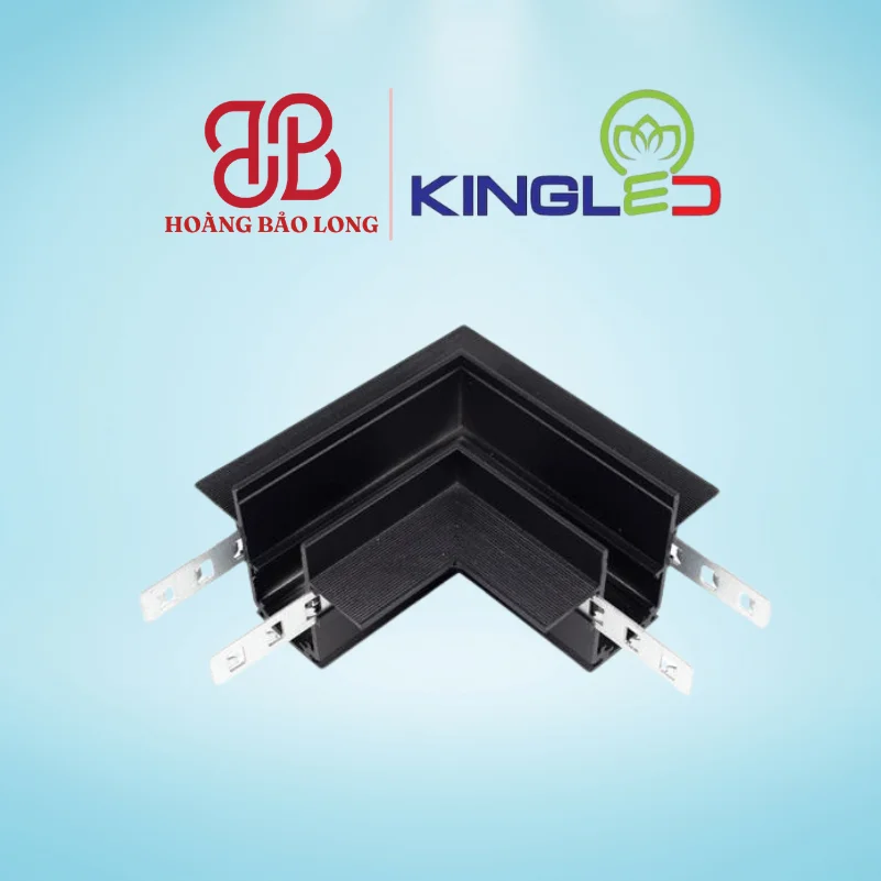 Khớp Nối Góc Thanh Ray Nổi RNC-KNG-N-D KingLed (Phụ Kiện Đèn Ray Nam Châm) Khớp nối góc vuông L ray lắp nổi RNC-KNG-N-D Kingled màu đen, tạo hình góc vuông 90 độ liền mạch cho hệ thanh ray nam châm lắp nổi, thả trần.