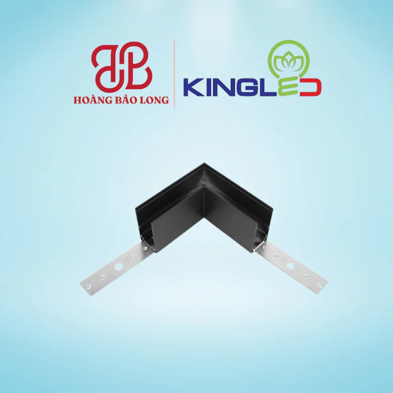Khớp Nối Góc Thanh Ray Âm RNC-KNG-A-D KingLed (Phụ Kiện Đèn Ray Nam Châm) Khớp nối góc vuông L ray âm trần RNC-KNG-A-D Kingled màu đen, hỗ trợ thi công tạo khung ray nam châm âm trần góc 90 độ thẩm mỹ.