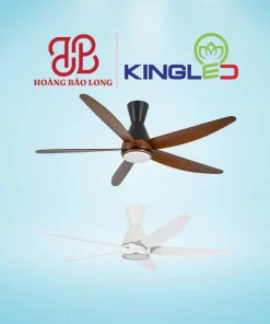Quạt Trần KingLed QTKL-558-01 Gỗ/Trắng 55W sải cánh 58 inch (1.47m), động cơ DC inverter vận hành êm ái tiết kiệm điện, tích hợp đèn LED đổi màu và remote tiện lợi.