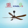 Quạt trần 5 cánh vân gỗ óc chó QTKL-560-01 Kingled sải cánh 152cm (60 inch), động cơ DC 55W êm ái 6 cấp độ gió, đèn LED 22W 3 màu và remote màn hình LED.