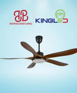 Quạt trần 5 cánh vân gỗ óc chó QTKL-560-01 Kingled sải cánh 152cm (60 inch), động cơ DC 55W êm ái 6 cấp độ gió, đèn LED 22W 3 màu và remote màn hình LED.