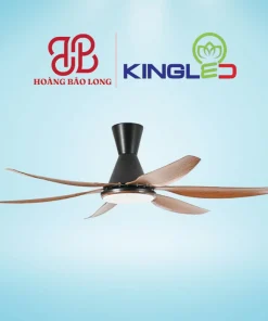 Quạt trần 6 cánh vân gỗ óc chó QTKL-654-01 Kingled sải cánh 138cm (54 inch), động cơ dây đồng vận hành êm ái độ ồn