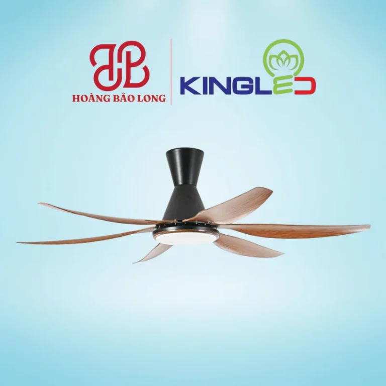 Quạt trần 6 cánh vân gỗ óc chó QTKL-654-01 Kingled sải cánh 138cm (54 inch), động cơ dây đồng vận hành êm ái độ ồn