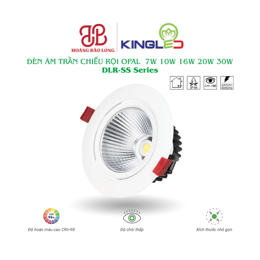 Đèn âm trần chiếu rọi Opal KingLed 7W–30W – DLR-SS Series Đèn âm trần chiếu rọi Opal KingLed DLR-SS Series công suất 7W, 10W, 16W, 20W và 30W