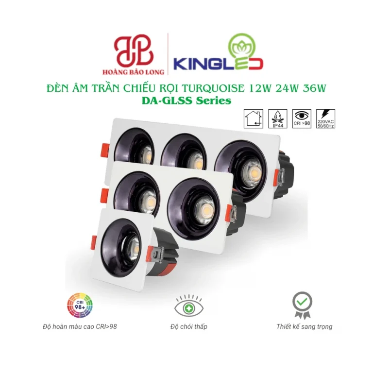 Đèn âm trần rọi Turquoise KingLed DA-GLSS Series dạng hộp 1, 2 và 3 bóng