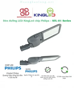 Hình catalogue đèn đường LED KingLed STL-01 sử dụng chip và nguồn Philips, quang hiệu cao, hoạt động bền bỉ.