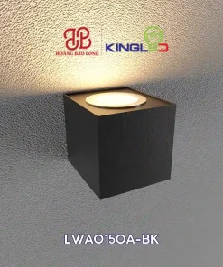 Đèn gắn tường ngoài trời KingLED LWA0150A-BK 12W, ánh sáng 3000K, CRI >86, IP65, phù hợp mặt tiền, ban công, hiên nhà và tường sân vườn.