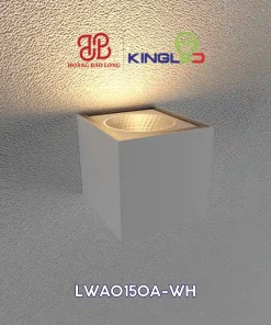 Đèn gắn tường ngoài trời KingLED LWA0150A-WH 12W, ánh sáng 3000K, CRI >86, IP65, phù hợp mặt tiền, ban công, hiên nhà và tường sân vườn.