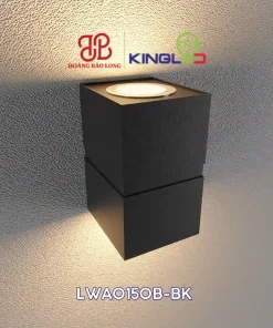 Đèn gắn tường ngoài trời KingLED LWA0150B-BK 2 x 12W, ánh sáng 3000K, CRI >86, IP65, phù hợp mặt tiền, ban công, hiên nhà và tường sân vườn.