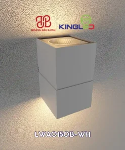 Đèn gắn tường ngoài trời KingLED LWA0150B-WH 2 x 12W, ánh sáng 3000K, CRI >86, IP65, phù hợp mặt tiền, ban công, hiên nhà và tường sân vườn.