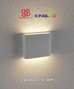 Đèn gắn tường ngoài trời KingLED LWA8011-S-WH 8W, ánh sáng 3000K, CRI >86, IP65, phù hợp mặt tiền, ban công, hiên nhà và tường sân vườn.