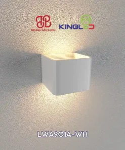 Đèn gắn tường trong nhà KingLED LWA901A-WH 5W, ánh sáng 3000K, CRI >86, IP44, tạo điểm nhấn ấm cho phòng khách, phòng ngủ và hành lang.