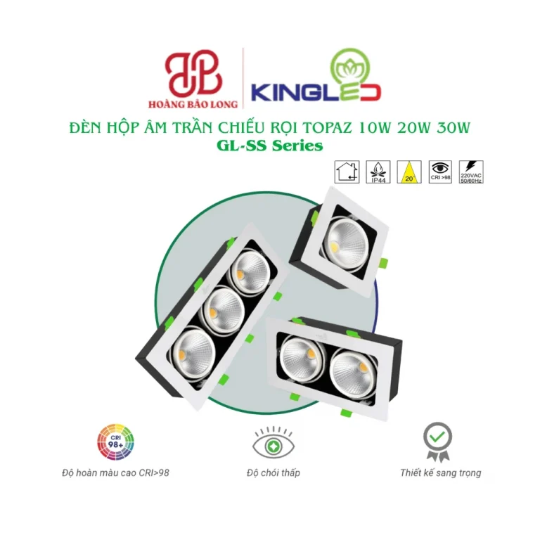 Đèn hộp âm trần chiếu rọi Topaz KingLed GL-SS Series loại 1, 2 và 3 bóng 10W