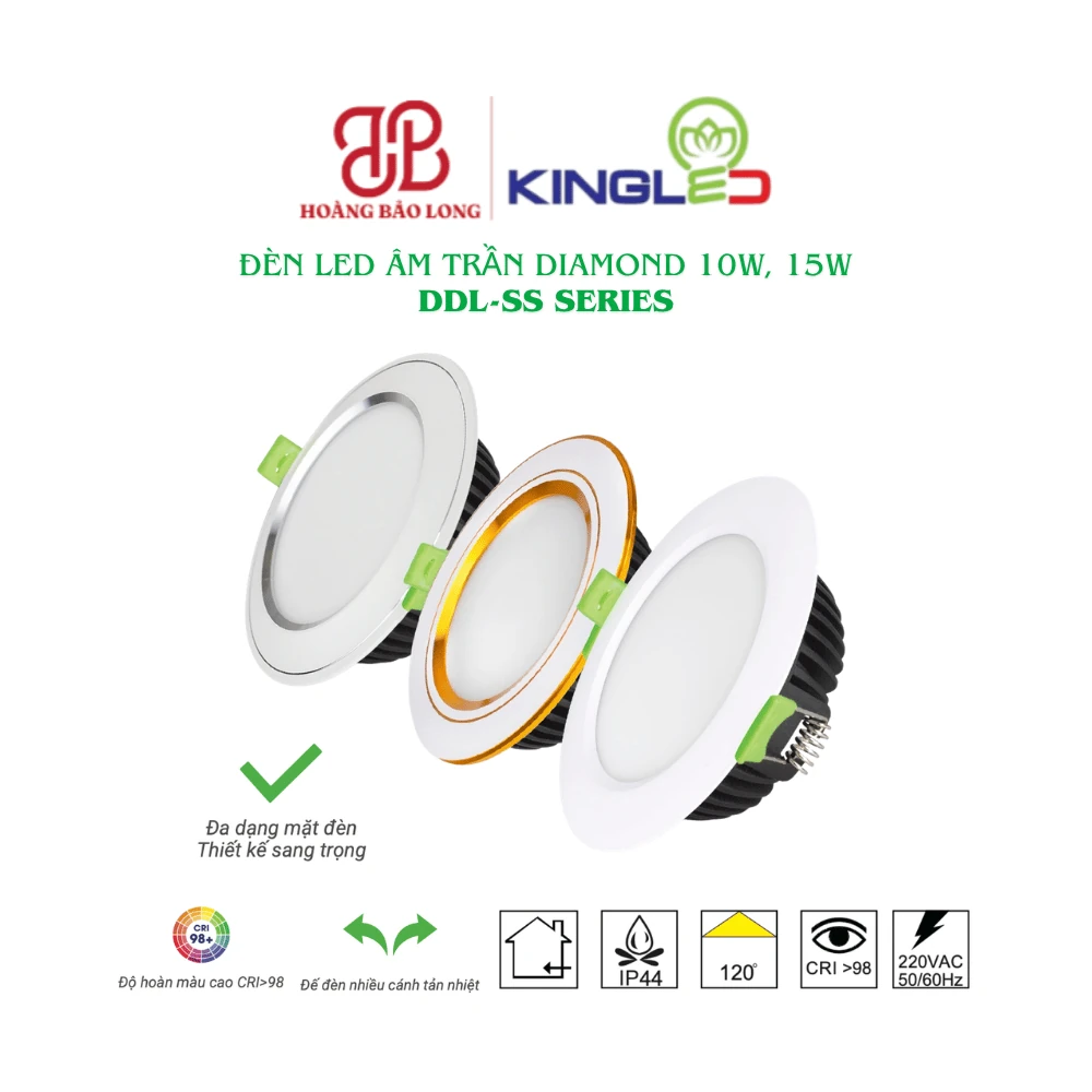 Đèn LED âm trần Diamond KingLed 10W, 15W – DDL-SS Series Đèn LED âm trần Diamond KingLed DDL-SS Series 10W và 15W với nhiều kiểu mặt đèn