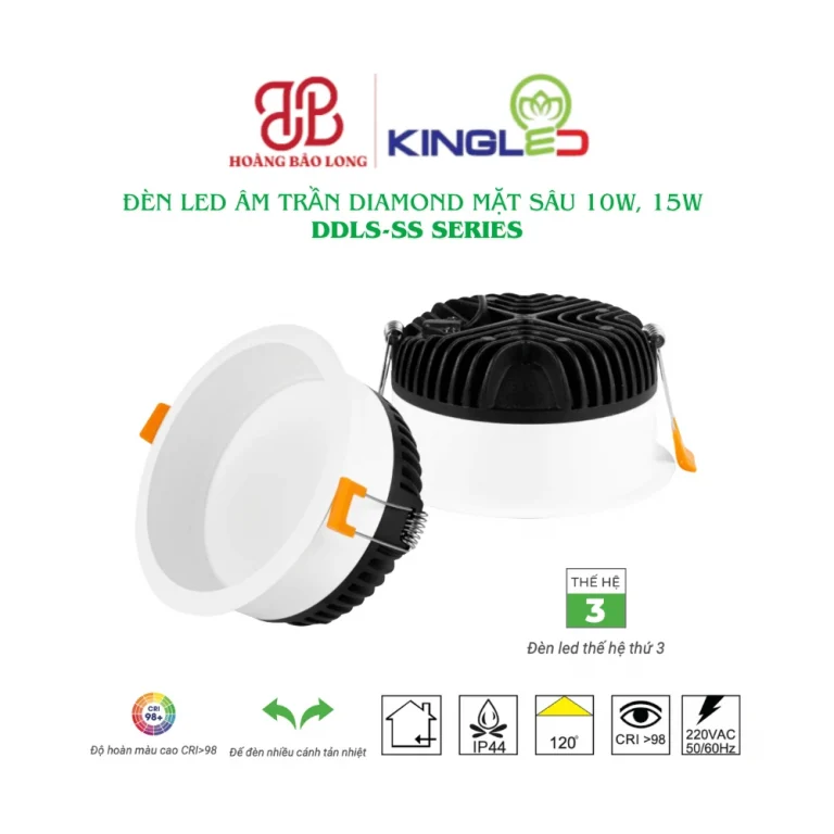 Đèn LED âm trần Diamond mặt sâu KingLed DDLS-SS Series công suất 10W và 15W