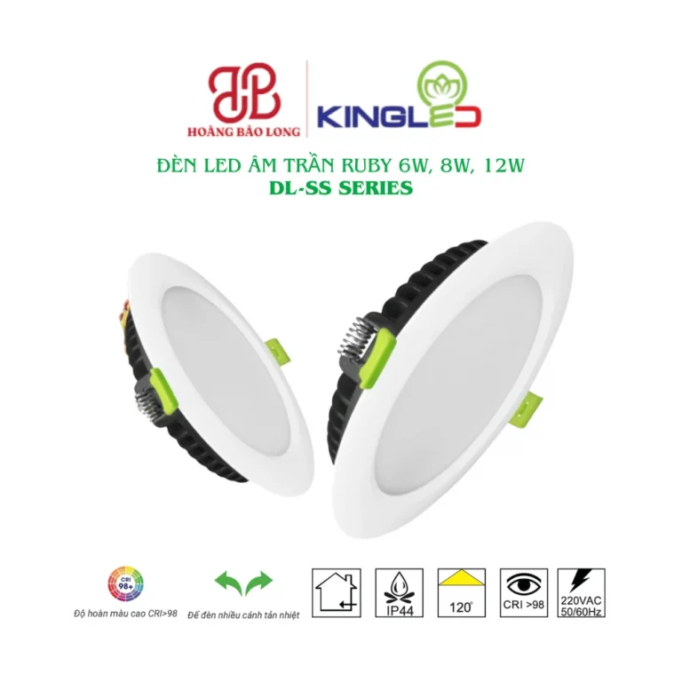 Đèn LED âm trần Ruby KingLed DL-SS Series 6W, 8W, 12W với thiết kế mặt tròn màu trắng