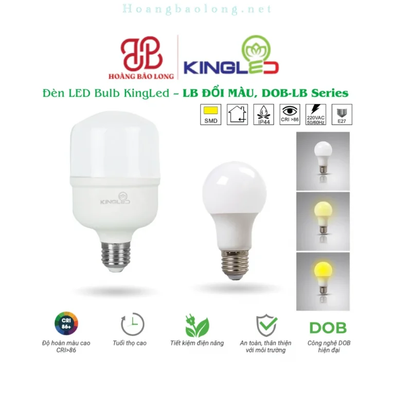 Hình catalogue đèn LED bulb DOB KingLed DOB-LB, CRI>86, công nghệ DOB, tuổi thọ cao và tiết kiệm điện.